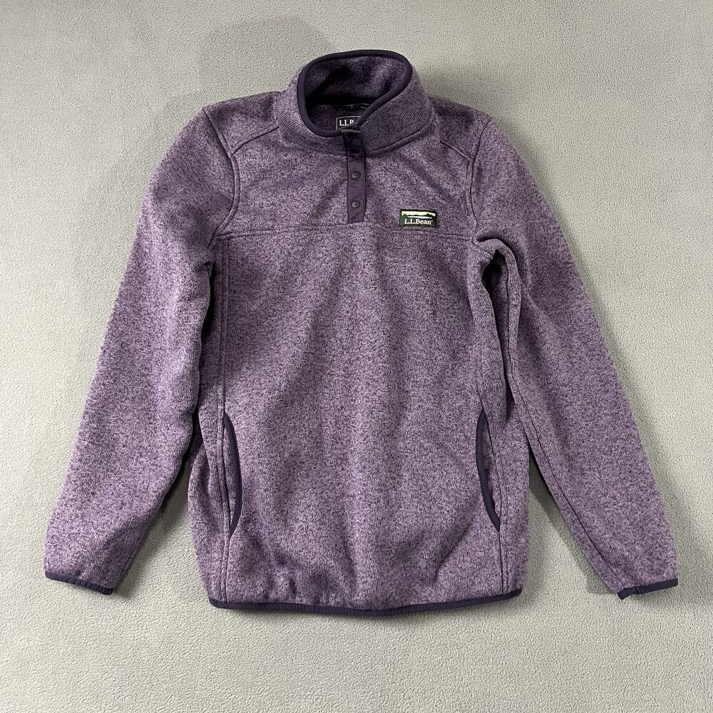 LL Bean Jacket Womens Medium Purple Better Sweater Fleece Pullover Snap